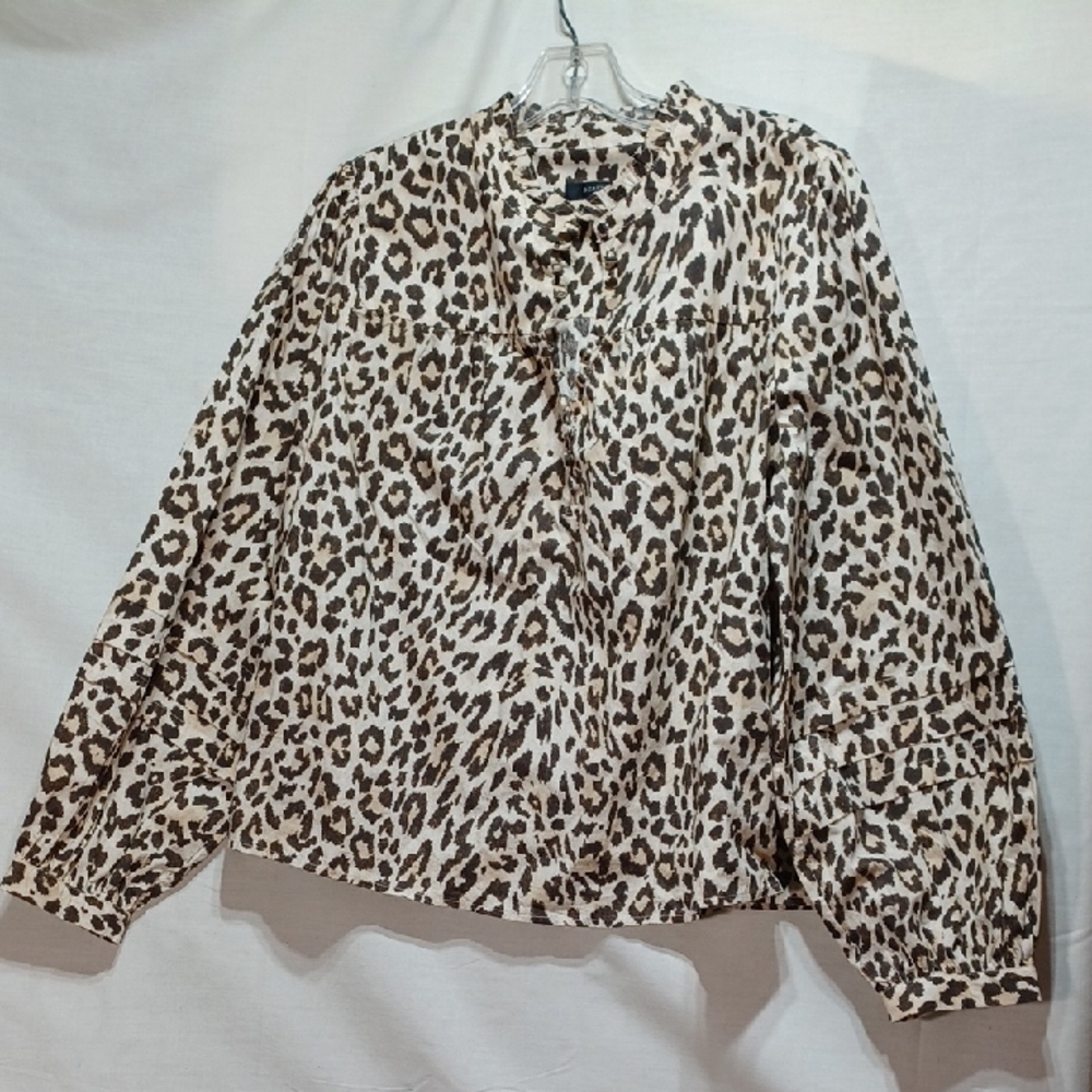 J. Crew Top Blouse Leopard Re-Imagined Med. Cotton